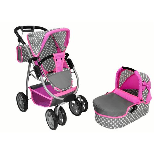 Kolica za lutke 2-in-1 Carrycot Stars - siva slika 2