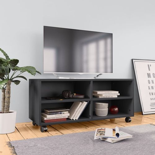 TV ormarić s kotačima sivi 90 x 35 x 35 cm od iverice slika 24