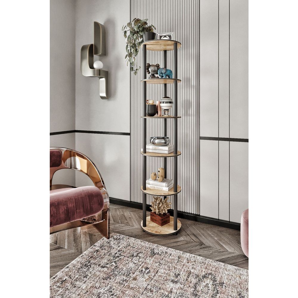  Bookshelf Bookcase 6 Layer Round, colour Oak slika 1
