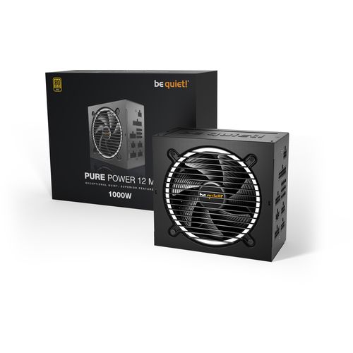 be quiet! BN345 PURE POWER 12 M 1000W, 80 PLUS Gold efficiency (up to 93.1%), ATX 3.0 PSU with full support for PCIe 5.0 GPUs and GPUs with 6+2 pin connectors, Exceptionally silent 120mm be quiet! fan slika 1