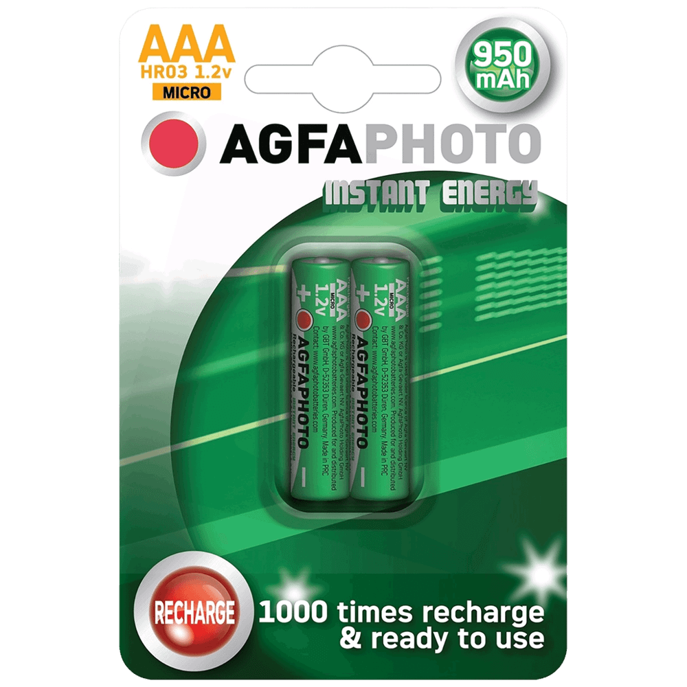 Agfa Punjiva baterija, AAA, 1.2 V, 950 mAh, blister 2 kom. - R2U Micro slika 1