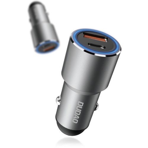 Dudao auto punjač USB / USB Typ C PD Brzo punjenje 22,5 W siva slika 1