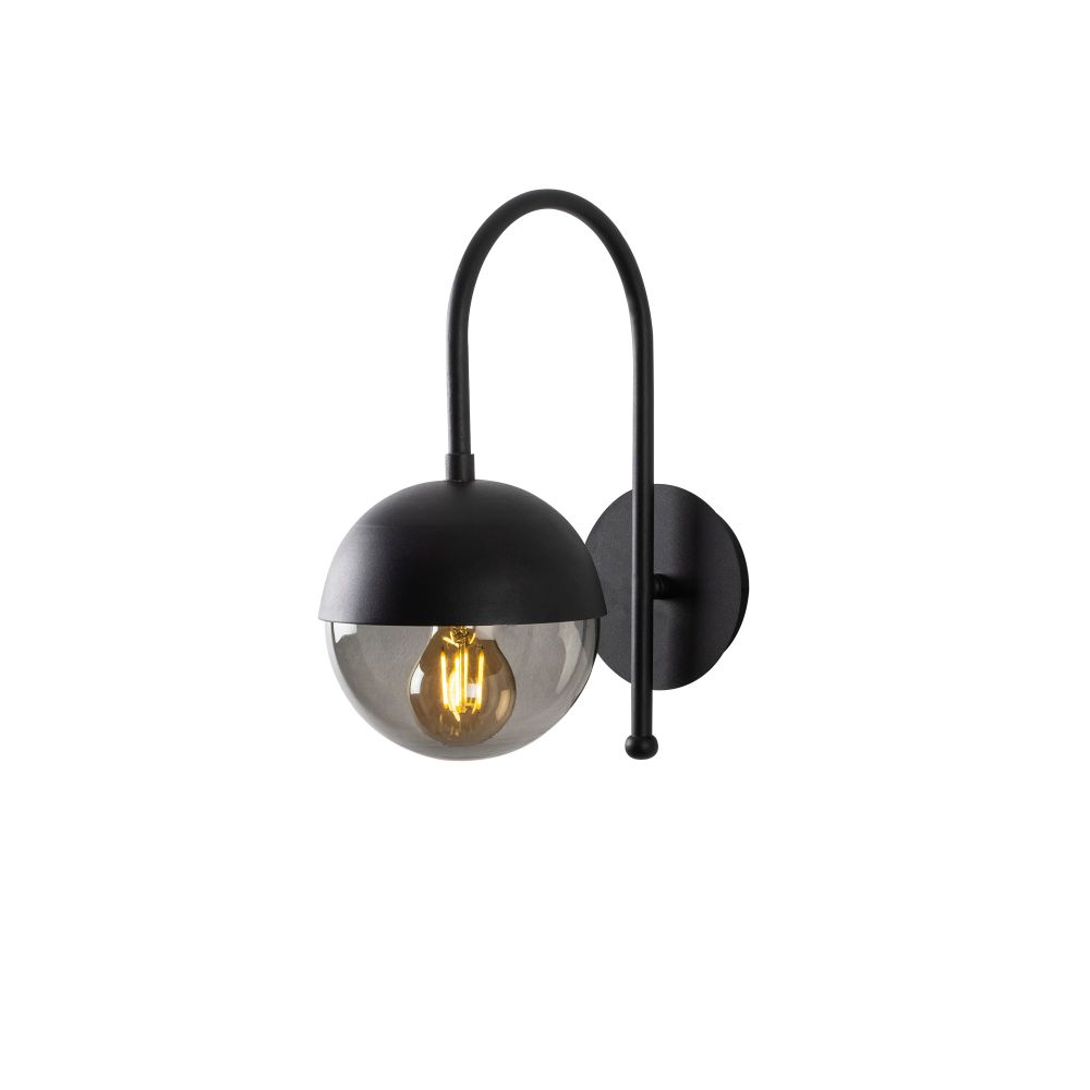 Karsor - 3303 Crna Zidna Lampa sa Staklenim Kapom slika 2