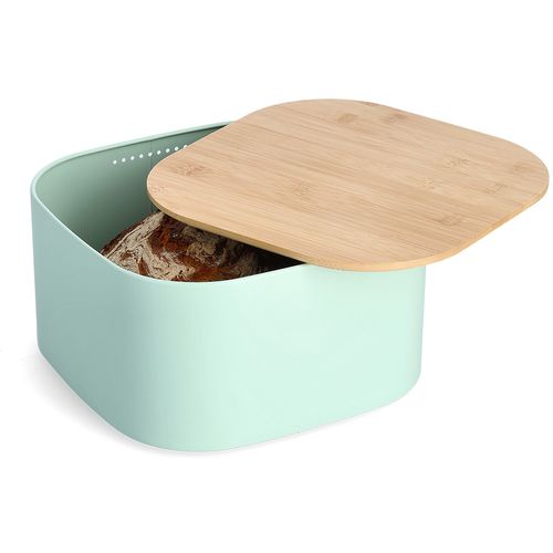 Zeller Kutija za kruh s poklopcem od bambusa, metal, mint, 26,5x26,5x14,5 cm, 25384 slika 4