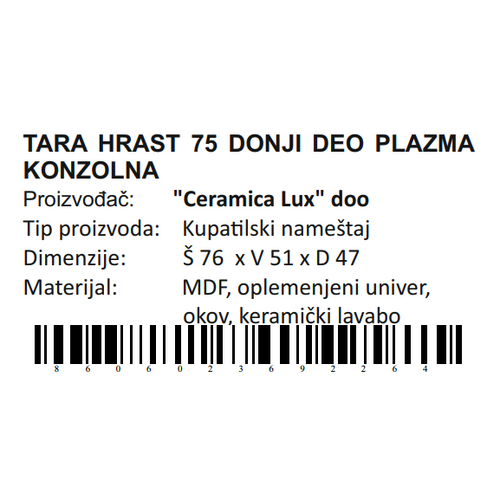 Ceramica lux   Tara Hrast donji deo 75 plazma konzolna 300291 slika 6