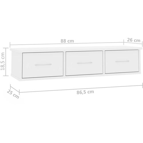 Zidna polica s ladicama sjajna bijela 88x26x18,5 cm od iverice slika 14