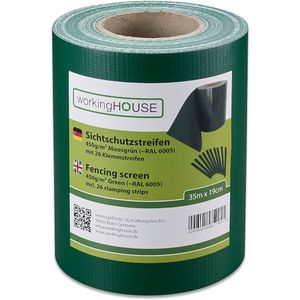 WorkingHouse PVC folija za ograde, 35m x 19cm, 26 zakački, 450 g/m2, zelena