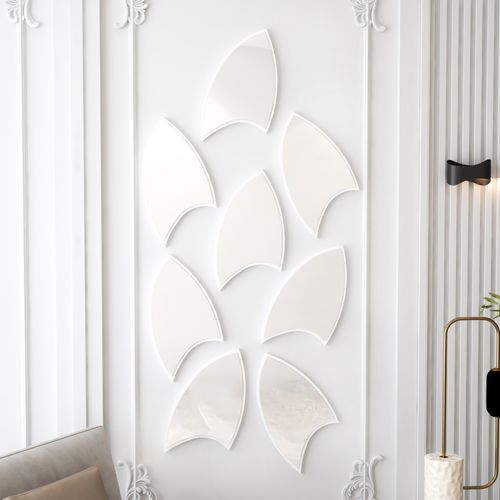 Damla Large - White White Decorative Chipboard Mirror slika 3