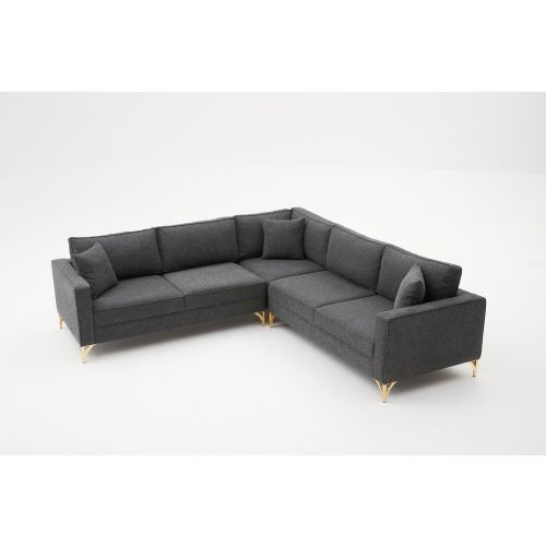 Atelier Del Sofa Kutna garnitura, Antracit Zlato, Berlin - Anthracite, Gold slika 6