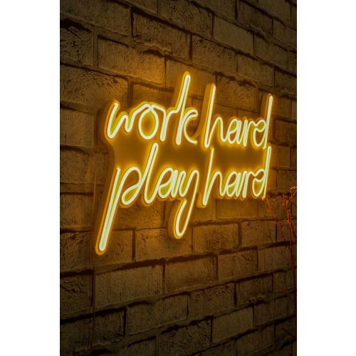 Wallity Ukrasna plastična LED rasvjeta, Work Hard Play Hard - Yellow slika 9