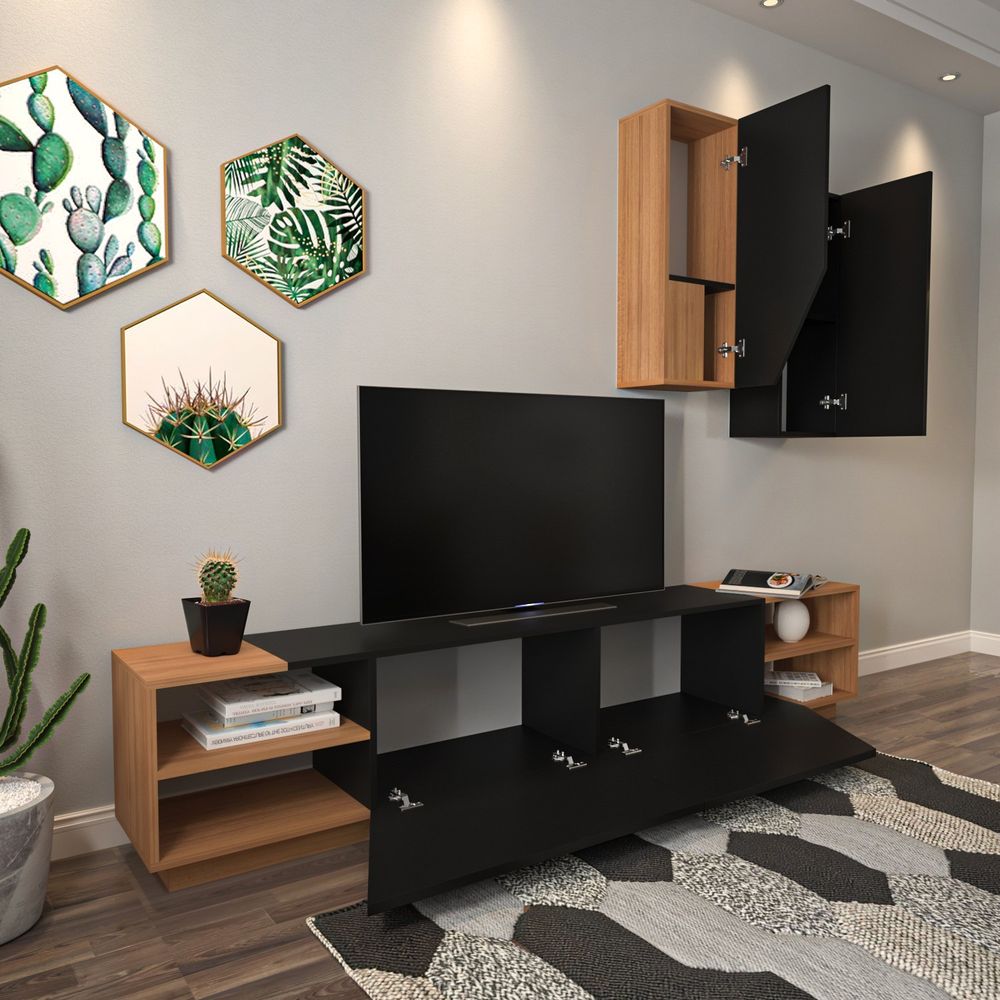 Teak TV Komoda Zebra - Crna, Teak Black slika 5