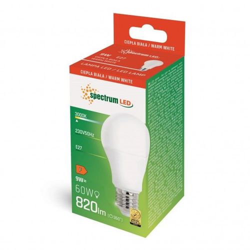 Żarówka LED Biały Ciepły E27 230V 9W WOJ+14610 slika 2