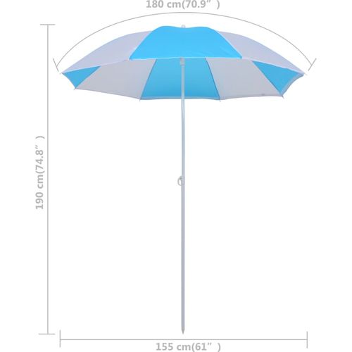 Šator od suncobrana za plažu plavo-bijeli 180 cm od tkanine slika 25