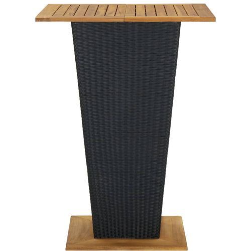 Barski stol crni 80x80x110 cm poliratan i masivno drvo bagrema slika 3