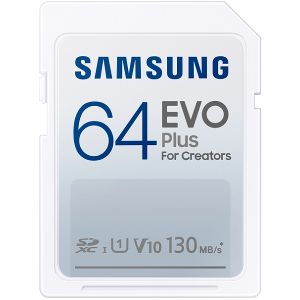 Samsung MB-SC64K/EU SDXC 64GB, EVO Plus, speeds up to 130MB/s, UHS-I Speed Class 3 (U3) and Class 10 for 4K video