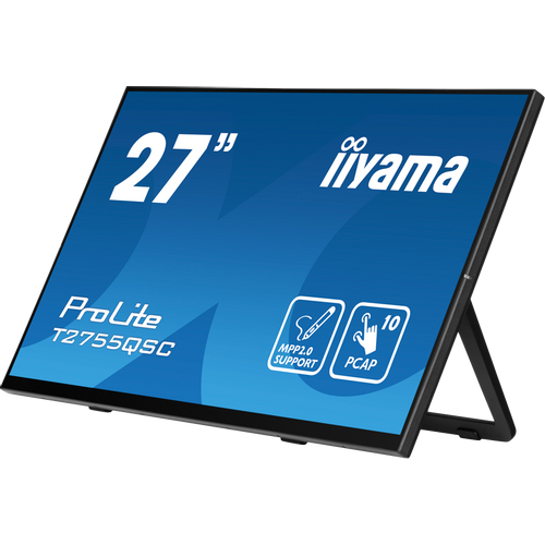 IIYAMA T2755QSC-B1 Monitor 27” Optical Bonded PCAP 10pt IPS Edge to edge glass 2560 x 1440 @75Hz 400 cd/m² HDMI DP USB Hub Tilt angle 15° up; 70° down slika 4