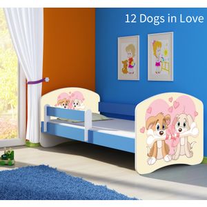 Dječji krevet ACMA s motivom, bočna plava 160x80 cm - 12 Dogs in Love
