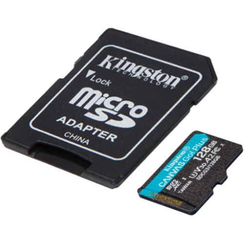 Kingston SDCG3/128GB MicroSD 128GB, Canvas Go! Plus, Class10 UHS-I U3 V30 A2, Read up to 170MB/s, Write up to 90MB/s, for 4K and FullHD video recording, w/SD adapter slika 2
