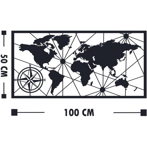 World Map Medium 2 Black Decorative Metal Wall Accessory slika 3