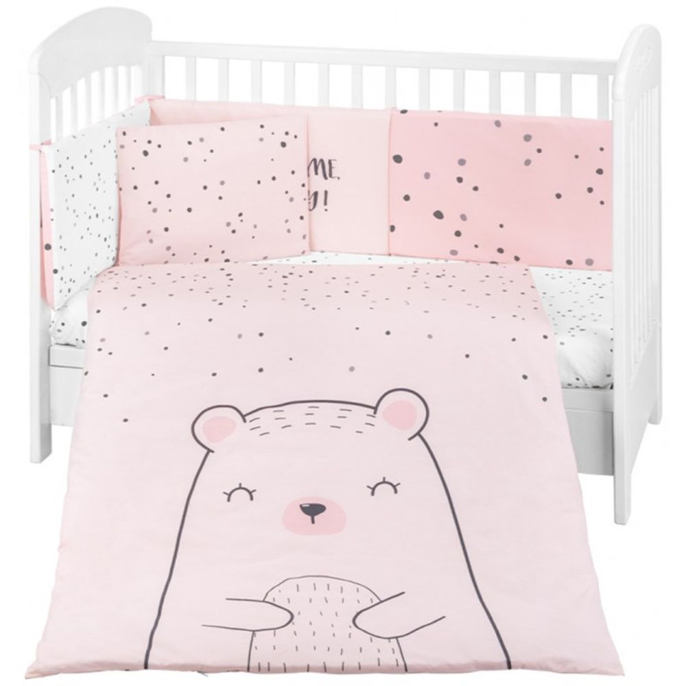 Kikka Boo Set posteljine sa ogradicom Bear With Me 60x120cm, Pink slika 1