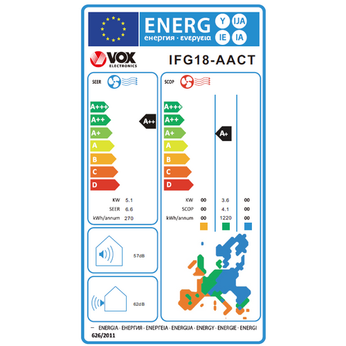 Vox IFG18-AACT Inverter klima uređaj, 18000 BTU, WiFI ready slika 2