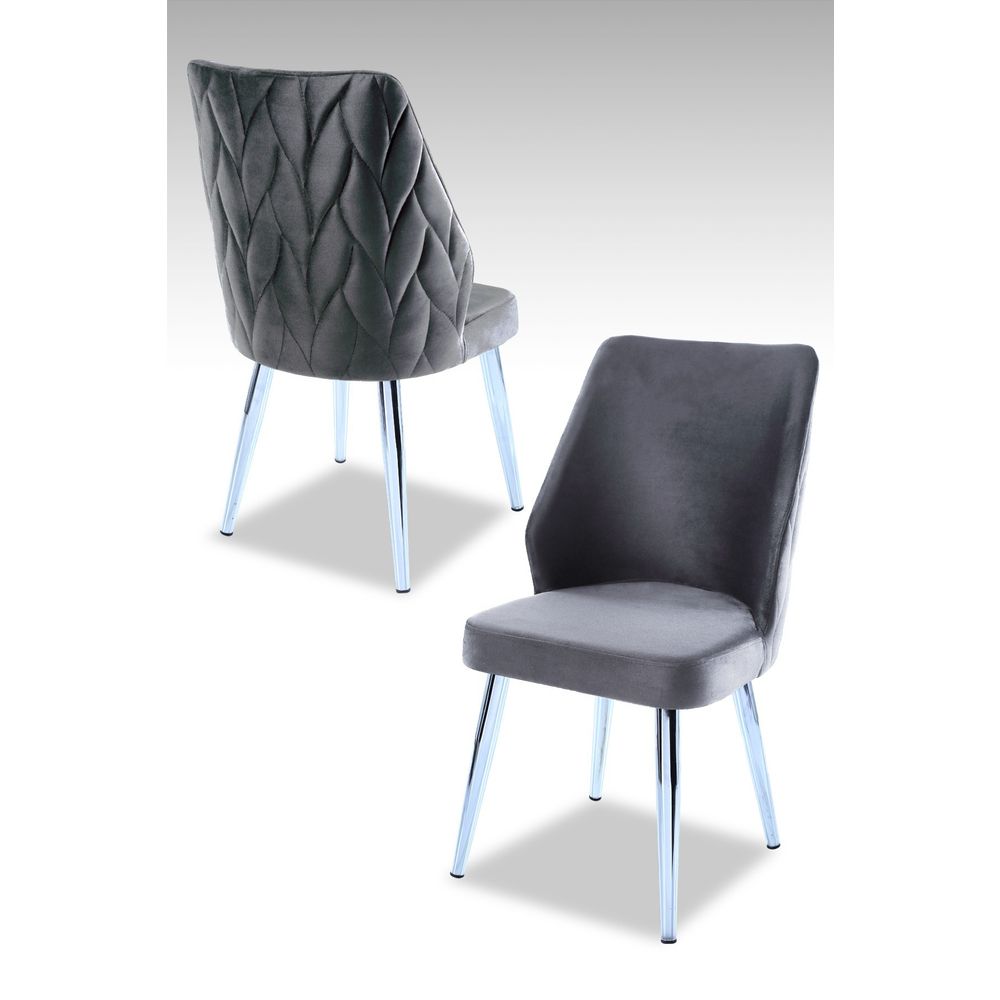 Pufi - Sivi Set Stolica s Metalnim Nogu (2 Komada) slika 1