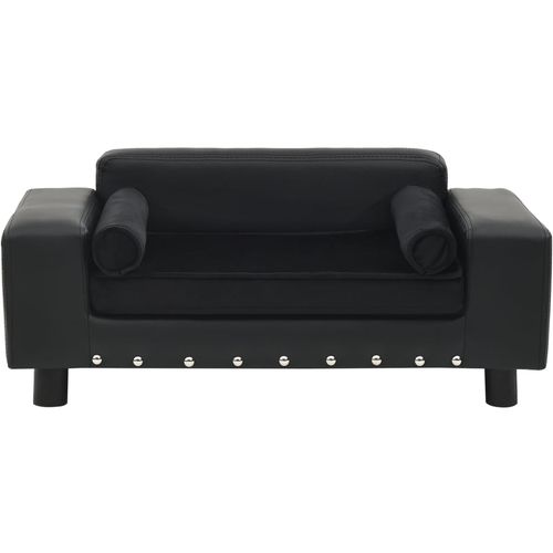 Sofa za pse crna 81 x 43 x 31 cm od pliša i umjetne kože slika 32