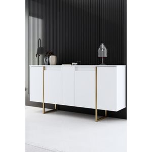 Luxe Konzolni Sto - Bijeli sa Zlatnim Detaljima