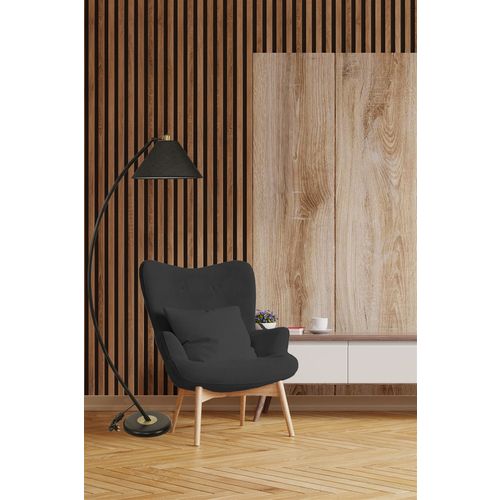 Hilal Siyah Lambader Hasır Siyah Abajurlu Black Floor Lamp slika 1