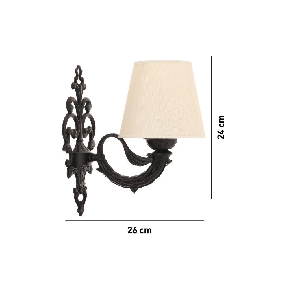 Lampa za zid Lily - Krem, Crna slika 4