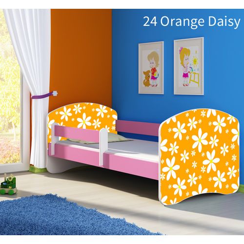 Dječji krevet ACMA s motivom, bočna roza 160x80 cm 24-orange-daisy slika 1
