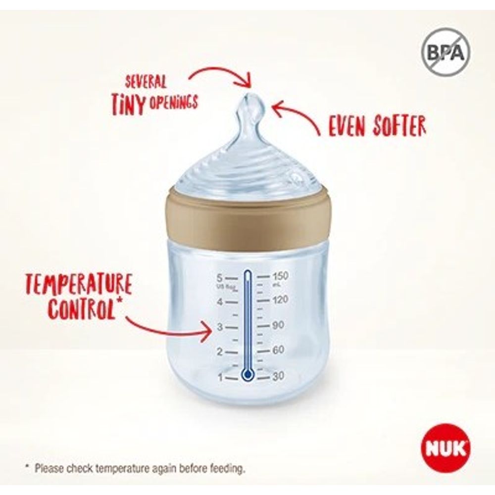 NUK Flašica For Nature sa indikatorom temperature 150ml 0-6mj, Bež slika 4