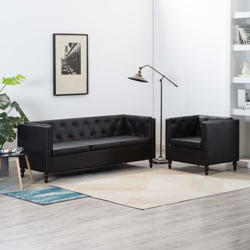 2-dijelni set sofa s presvlakom od umjetne kože crni slika 1