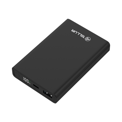 TELLUR POWER BANK PD701 Compact Pro 10000mAh, 2xQC3.0 22.5W + PD 20W LCD Display CRNI slika 1