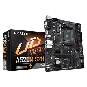 Gigabyte A520M S2H AMD A520 Ultra Durable Motherboard with Pure Digital VRM Solution, GIGABYTE Gaming LAN with Bandwidth Management, PCIe 3.0 x4 M.2, RGB FUSION 2.0, Smart Fan 5, Q-Flash Plus, Anti-Sulfur Resistors Design