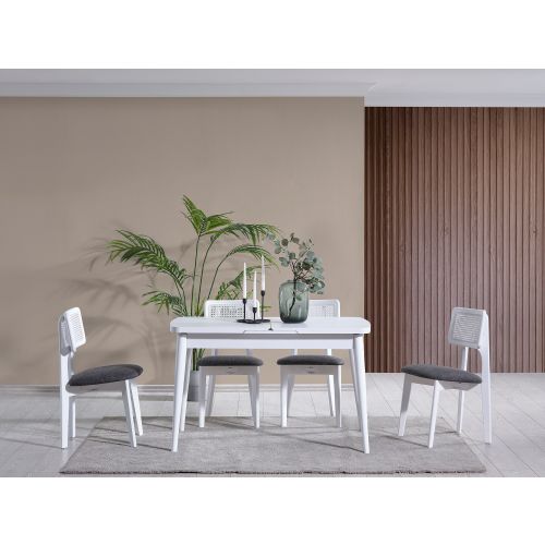 Milla - White White Extendable Dining Table & Chairs Set (4 Pieces) slika 1