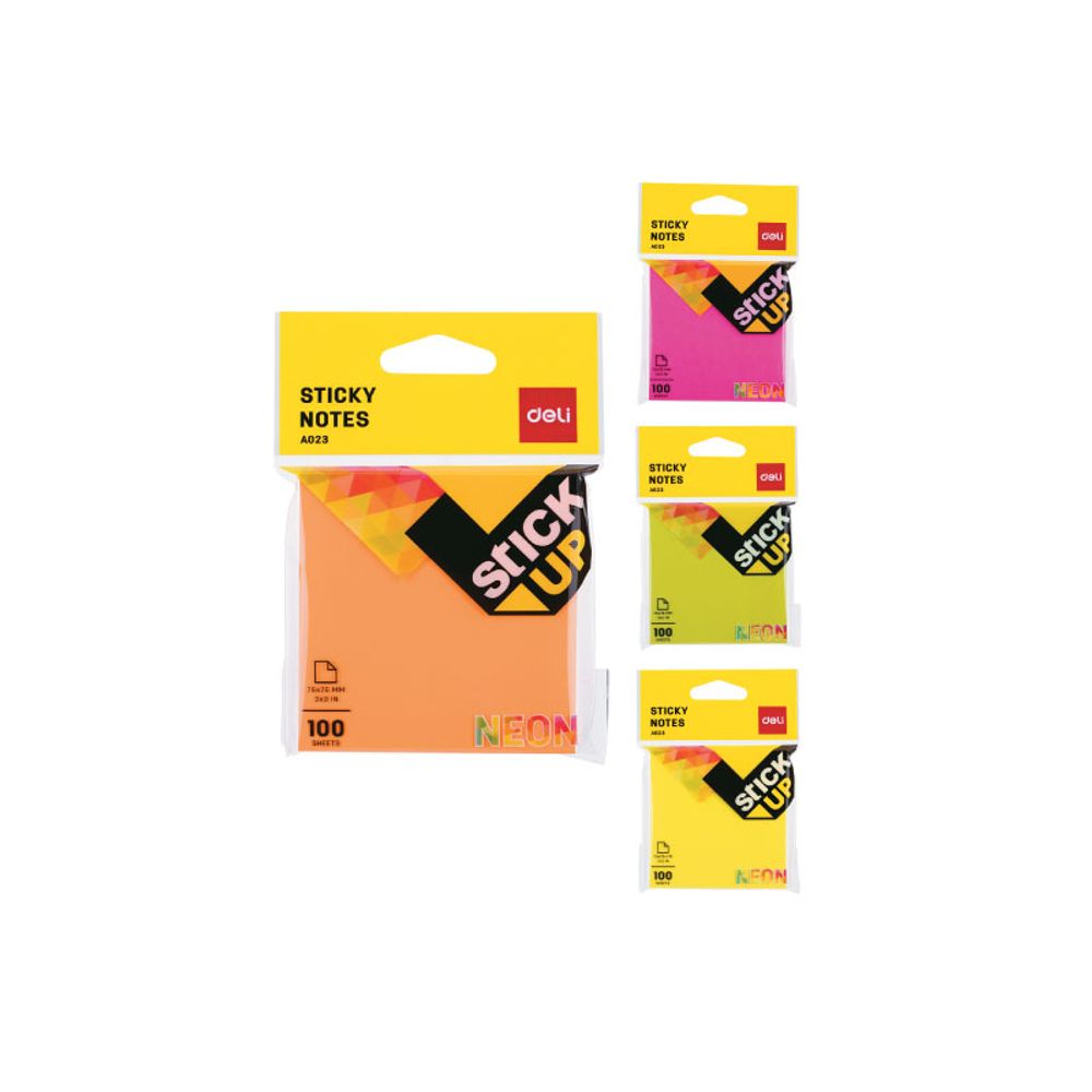 STIKER BLOK NEON DELI 76*76mm MIX BOJE EA02302 - 100LISTA slika 1
