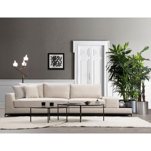 Atelier Del Sofa Četverosjed, LINE s integriranim stolićem, bež, Line With Side Table - Beige slika 1