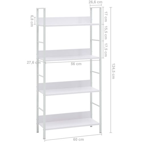 Police za knjige s 4 razine bijele 60 x 27,6 x 124,5 cm iverica slika 28