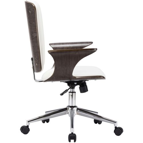 Okretna uredska stolica od umjetne kože i savijenog drva bijela slika 3