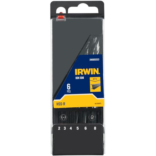 Irwin set svrdla za metal HSS-R DIN338, 6 komada, veličine 2-3-4-5-6-8mm u kaseti slika 2