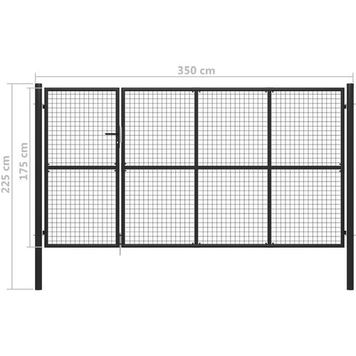 Vrtna vrata čelična 350 x 175 cm antracit slika 13