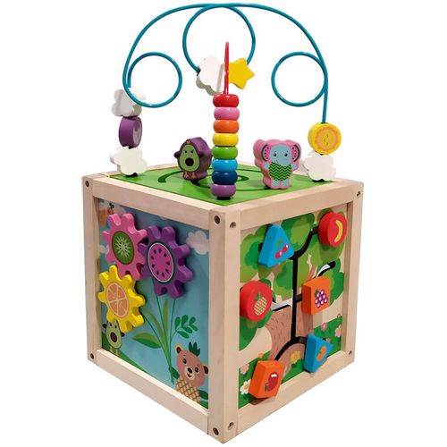 Frootimals wooden activity sensory cube slika 4