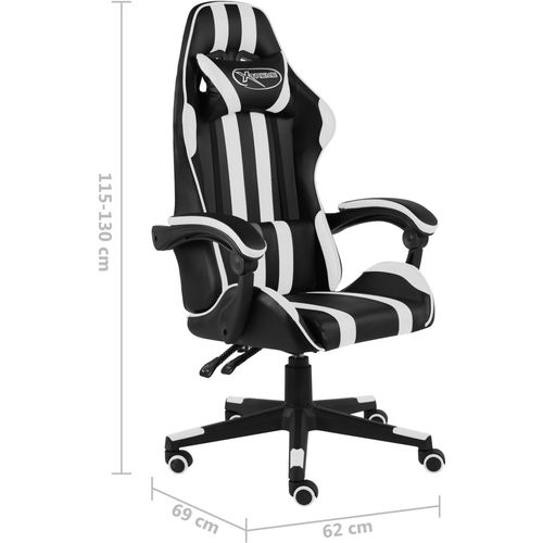 Igraća stolica od umjetne kože crno-bijela slika 6