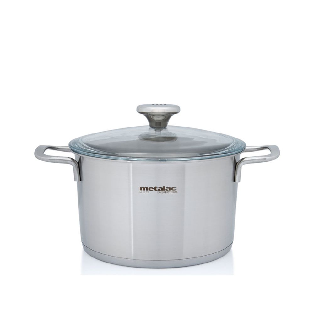 Metalac inox šerpa , duboka ,  20 cm / 3.5 l Konix santino sa staklenim poklopcem slika 1