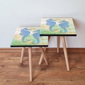 Nesting stolovi 2Shp314 - (2 komada) - boje: mornarsko plava, zelena, bež