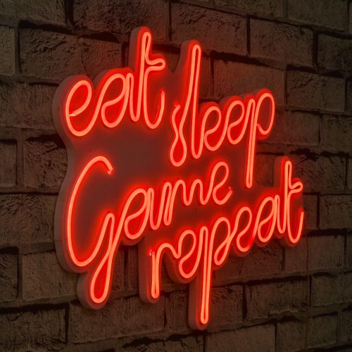 Dekorativna LED rasveta 'eat sleep game repeat' - crvena slika 1