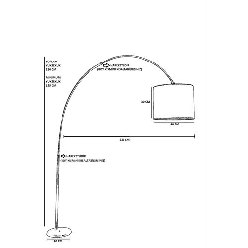 Deve Boynu Mat Krom Lambader Pramit Hasır Gri Abajurlu Anthracite Floor Lamp slika 3