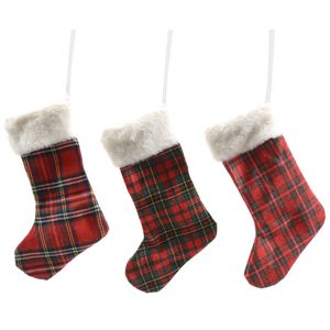 Viter novogodišnji ukras čarapa tartan 23cm