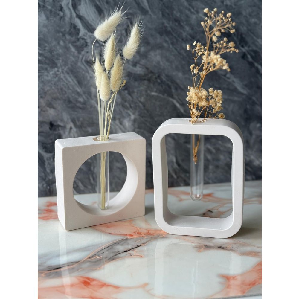 Set svijeća Glamour 6ST sivi bijeli vaza slika 1
